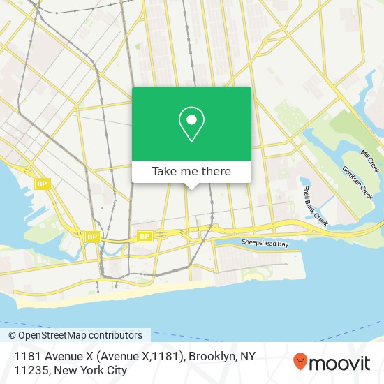 Mapa de 1181 Avenue X (Avenue X,1181), Brooklyn, NY 11235