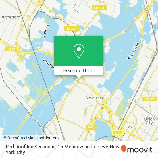 Mapa de Red Roof Inn Secaucus, 15 Meadowlands Pkwy