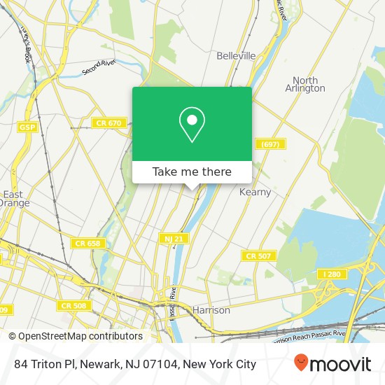 Mapa de 84 Triton Pl, Newark, NJ 07104