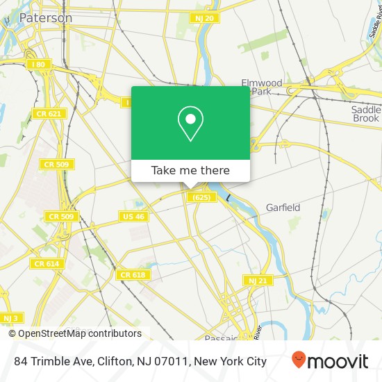 Mapa de 84 Trimble Ave, Clifton, NJ 07011