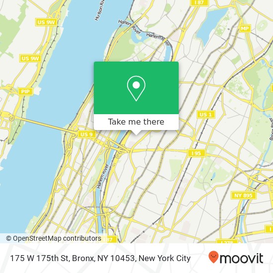 Mapa de 175 W 175th St, Bronx, NY 10453