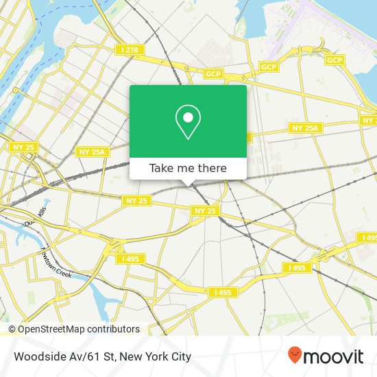 Woodside Av/61 St map