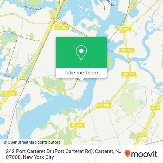 Mapa de 242 Port Carteret Dr (Port Carteret Rd), Carteret, NJ 07008