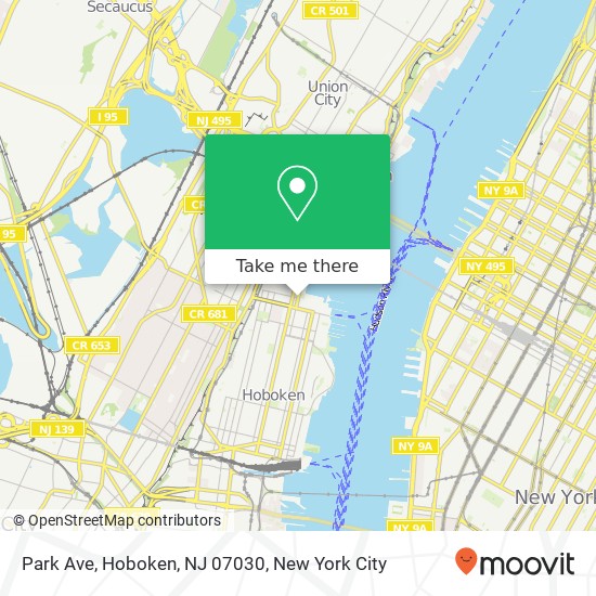 Mapa de Park Ave, Hoboken, NJ 07030