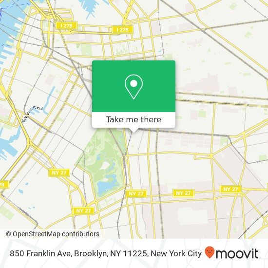 Mapa de 850 Franklin Ave, Brooklyn, NY 11225