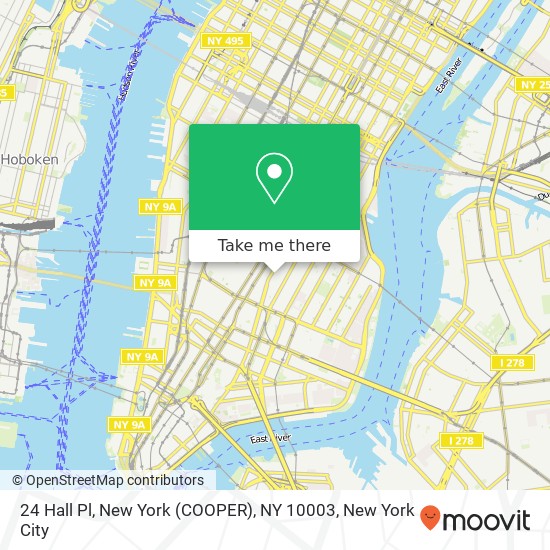 Mapa de 24 Hall Pl, New York (COOPER), NY 10003