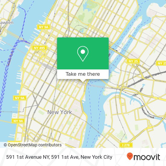 Mapa de 591 1st Avenue NY, 591 1st Ave