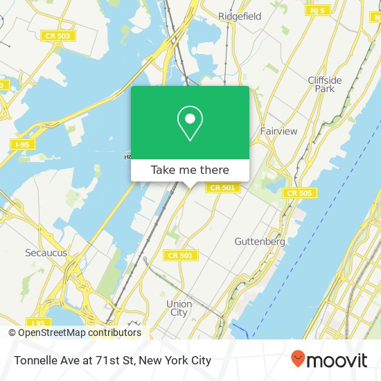 Tonnelle Ave at 71st St map