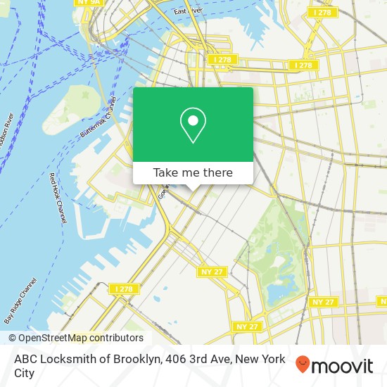 Mapa de ABC Locksmith of Brooklyn, 406 3rd Ave