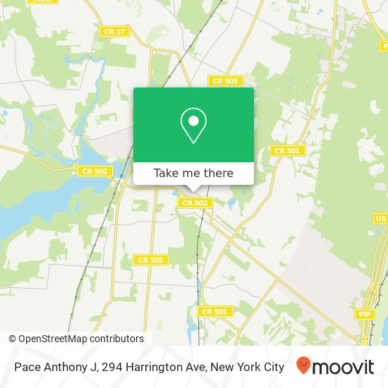 Pace Anthony J, 294 Harrington Ave map