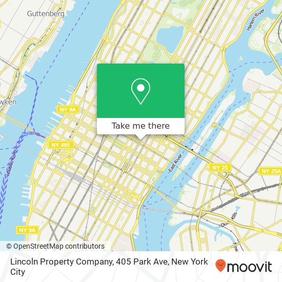 Mapa de Lincoln Property Company, 405 Park Ave