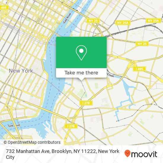 Mapa de 732 Manhattan Ave, Brooklyn, NY 11222