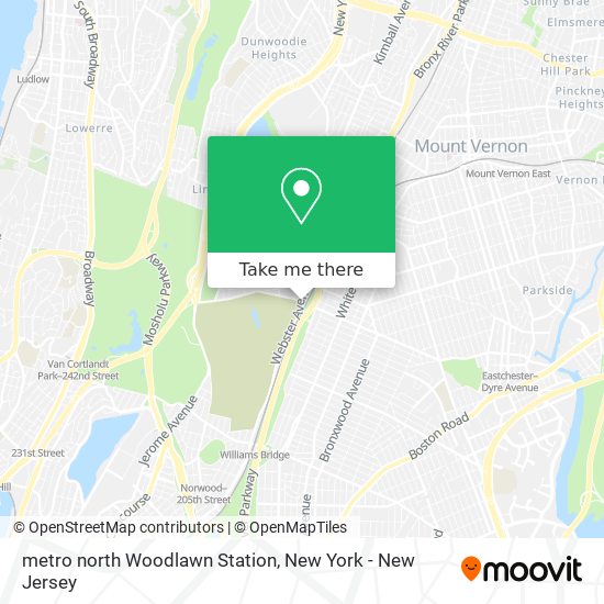 metro north Woodlawn Station map