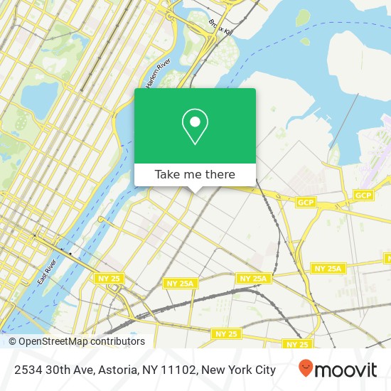 Mapa de 2534 30th Ave, Astoria, NY 11102