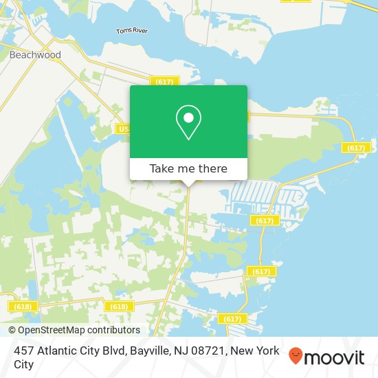 Mapa de 457 Atlantic City Blvd, Bayville, NJ 08721