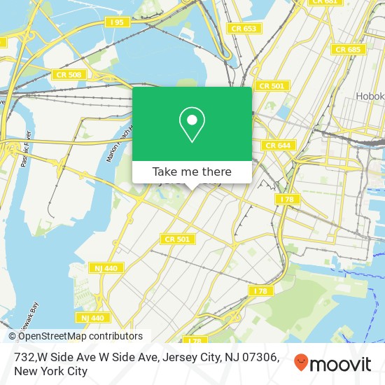 Mapa de 732,W Side Ave W Side Ave, Jersey City, NJ 07306