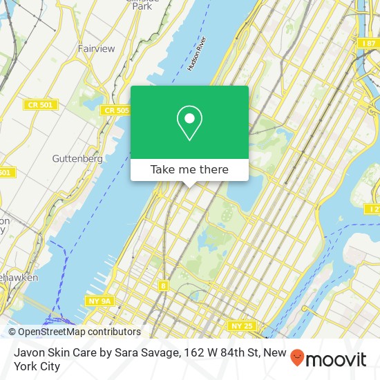 Mapa de Javon Skin Care by Sara Savage, 162 W 84th St
