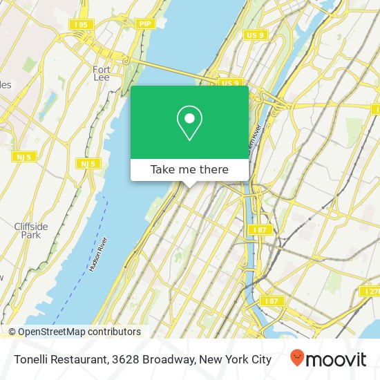 Tonelli Restaurant, 3628 Broadway map