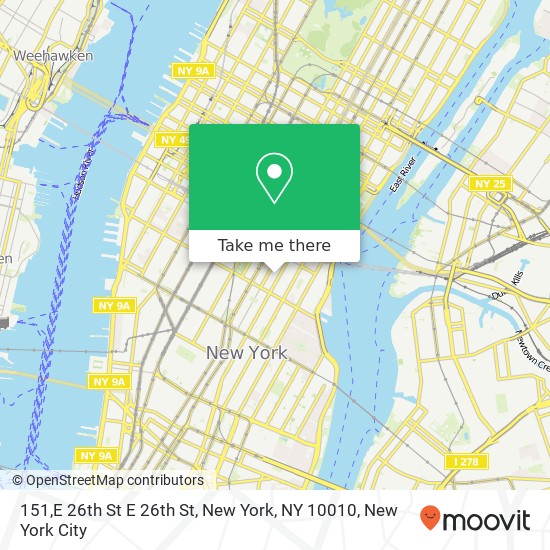 Mapa de 151,E 26th St E 26th St, New York, NY 10010