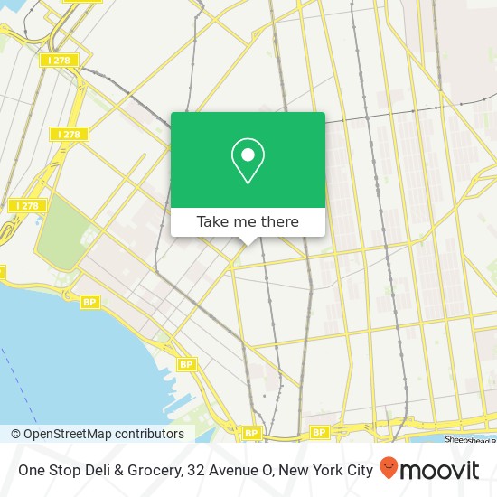 Mapa de One Stop Deli & Grocery, 32 Avenue O