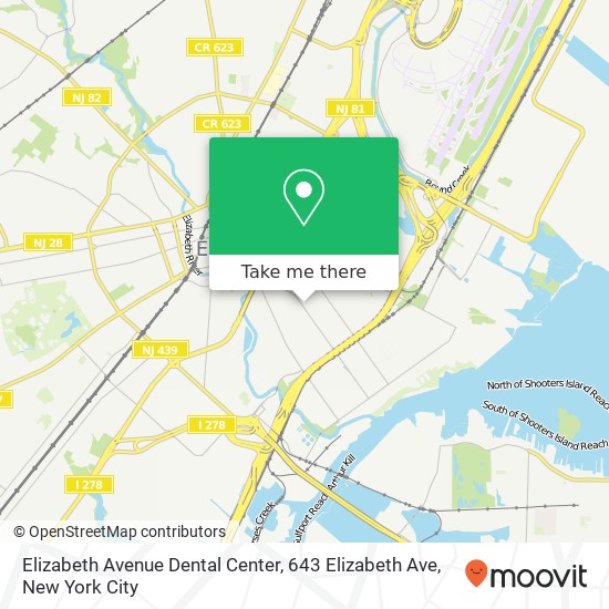 Mapa de Elizabeth Avenue Dental Center, 643 Elizabeth Ave