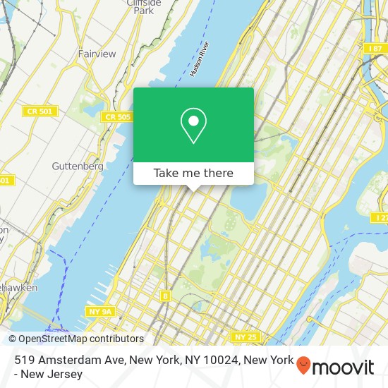 Mapa de 519 Amsterdam Ave, New York, NY 10024