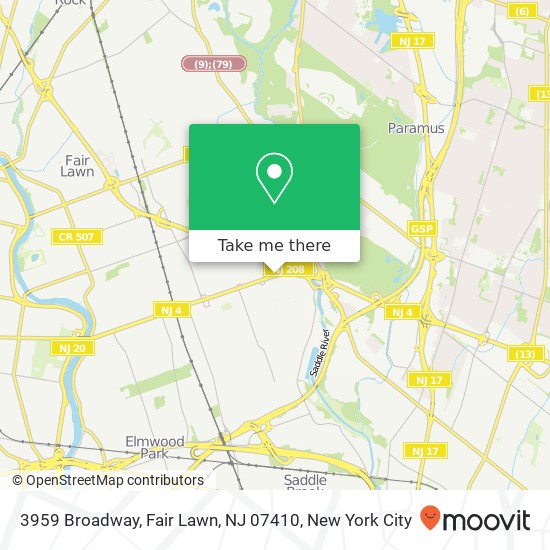 Mapa de 3959 Broadway, Fair Lawn, NJ 07410