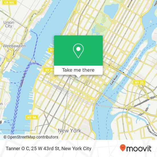 Tanner O C, 25 W 43rd St map