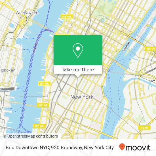 Mapa de Brio Downtown NYC, 920 Broadway