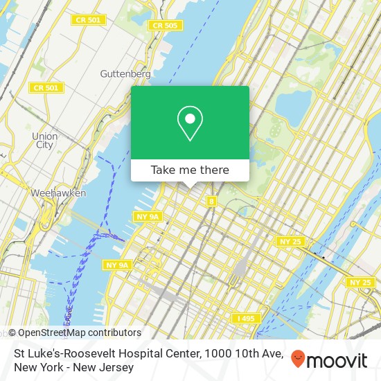 St Luke's-Roosevelt Hospital Center, 1000 10th Ave map
