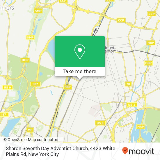Mapa de Sharon Seventh Day Adventist Church, 4423 White Plains Rd