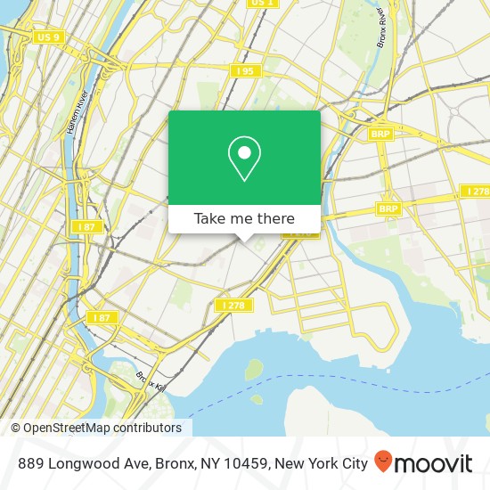 Mapa de 889 Longwood Ave, Bronx, NY 10459