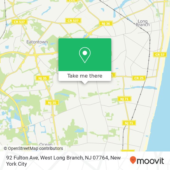 Mapa de 92 Fulton Ave, West Long Branch, NJ 07764