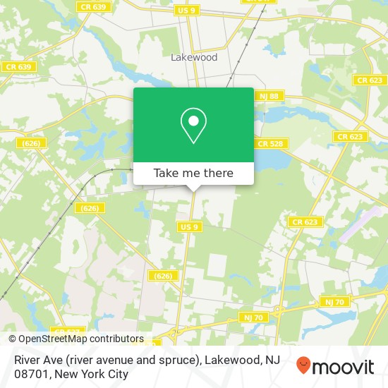 Mapa de River Ave (river avenue and spruce), Lakewood, NJ 08701