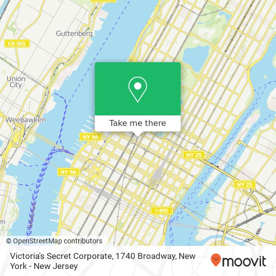 Victoria's Secret Corporate, 1740 Broadway map
