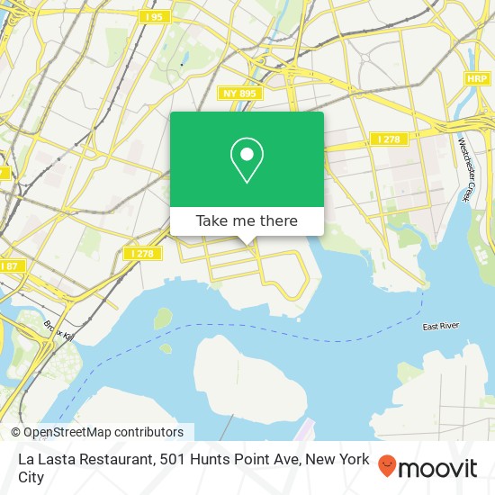 Mapa de La Lasta Restaurant, 501 Hunts Point Ave