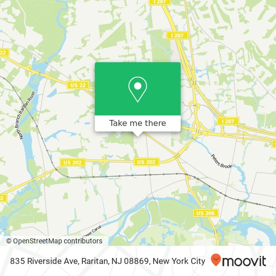 Mapa de 835 Riverside Ave, Raritan, NJ 08869