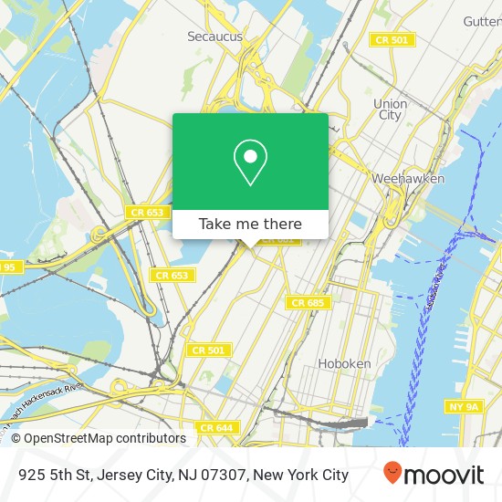 Mapa de 925 5th St, Jersey City, NJ 07307