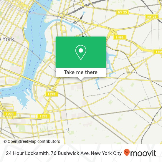 24 Hour Locksmith, 76 Bushwick Ave map