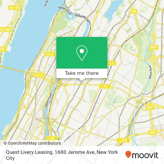 Quest Livery Leasing, 1680 Jerome Ave map