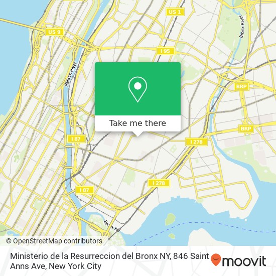 Ministerio de la Resurreccion del Bronx NY, 846 Saint Anns Ave map