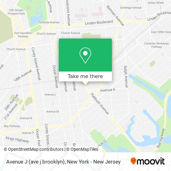 Mapa de Avenue J (ave j brooklyn)