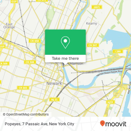 Mapa de Popeyes, 7 Passaic Ave