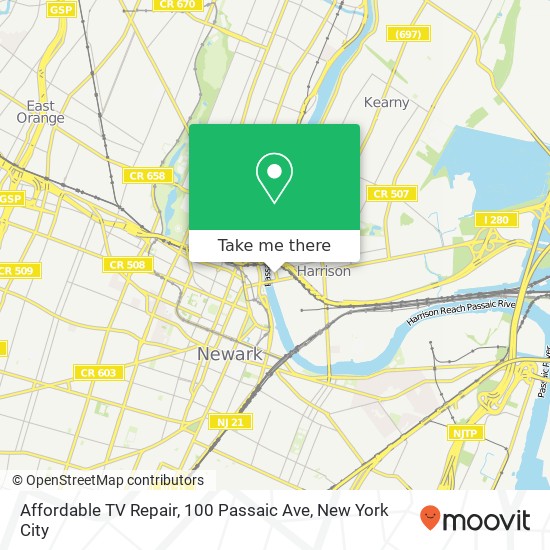 Affordable TV Repair, 100 Passaic Ave map