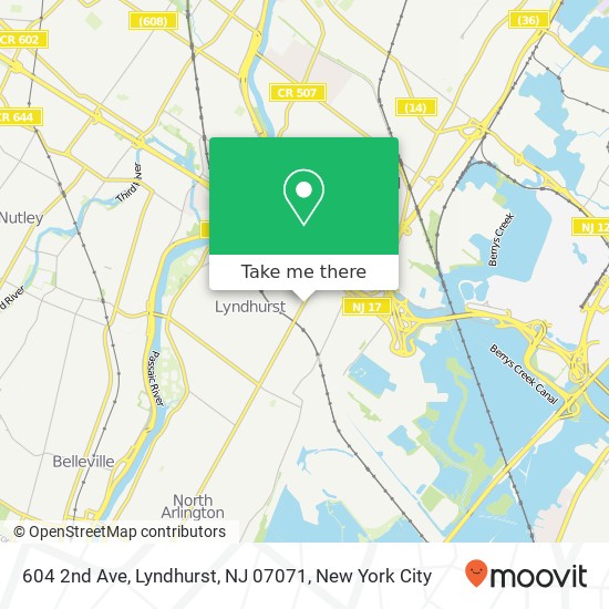 Mapa de 604 2nd Ave, Lyndhurst, NJ 07071