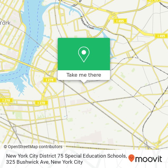 Mapa de New York City District 75 Special Education Schools, 325 Bushwick Ave