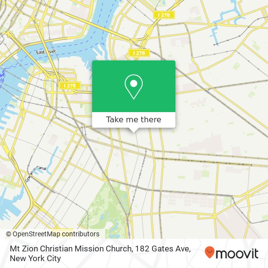 Mapa de Mt Zion Christian Mission Church, 182 Gates Ave