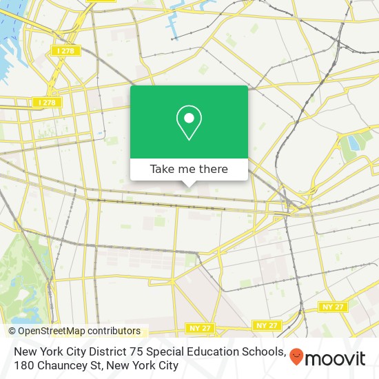 Mapa de New York City District 75 Special Education Schools, 180 Chauncey St