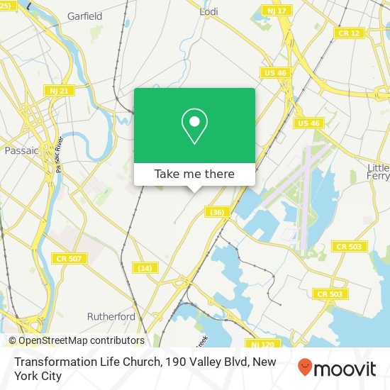 Transformation Life Church, 190 Valley Blvd map