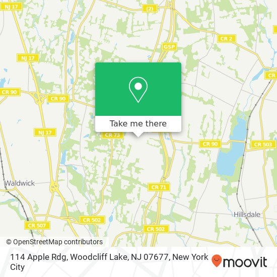 Mapa de 114 Apple Rdg, Woodcliff Lake, NJ 07677